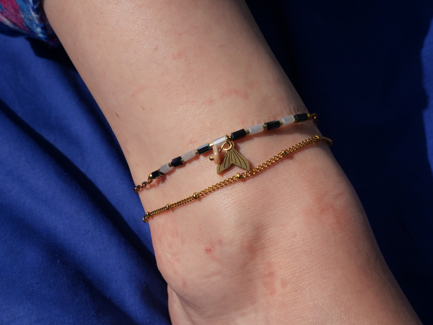 Bracelet de cheville Sirène — Double chaîne — Acier inoxydable