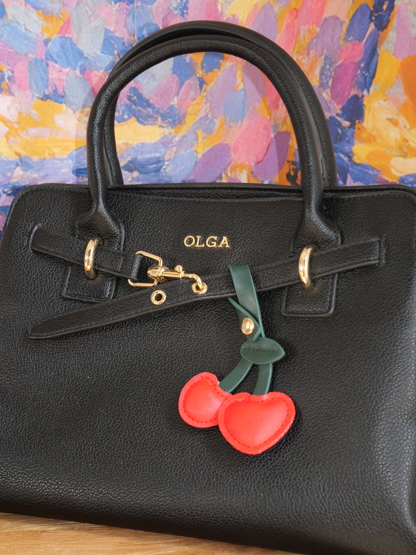 Bijoux de sac Cerises — Rouge & vert