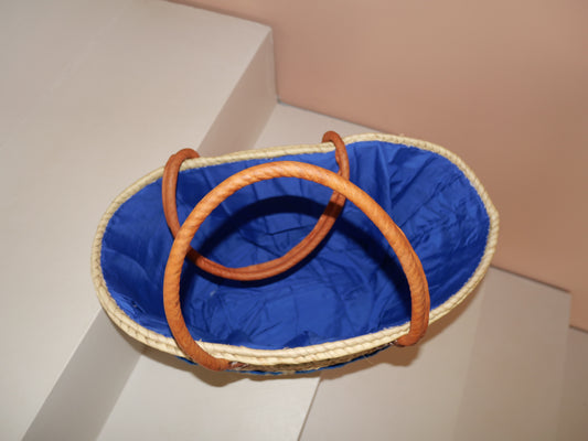 Sac en osier Little frenchie | Cabas de plage triangulaire