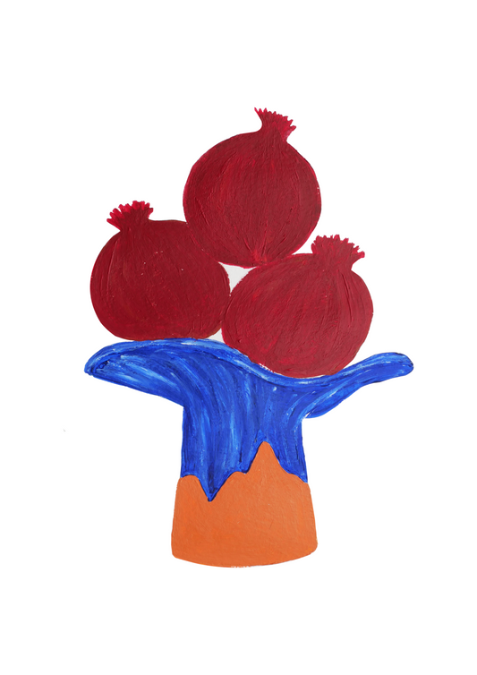 La Coupe est pleine – coupe de fruits en terre cuite émaillée bleu profond brillant - version S