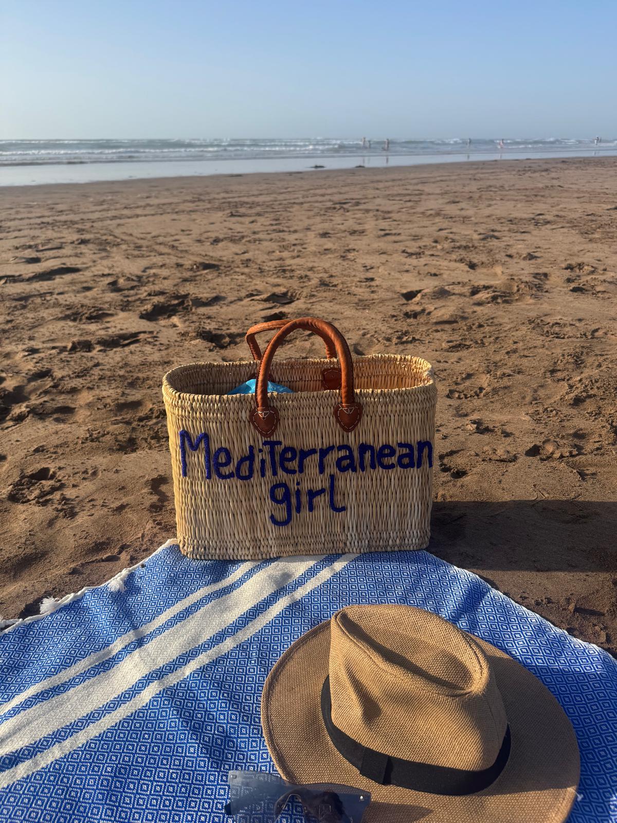 Sac en osier Mediterranean Girl | Cabas de plage rectangulaire