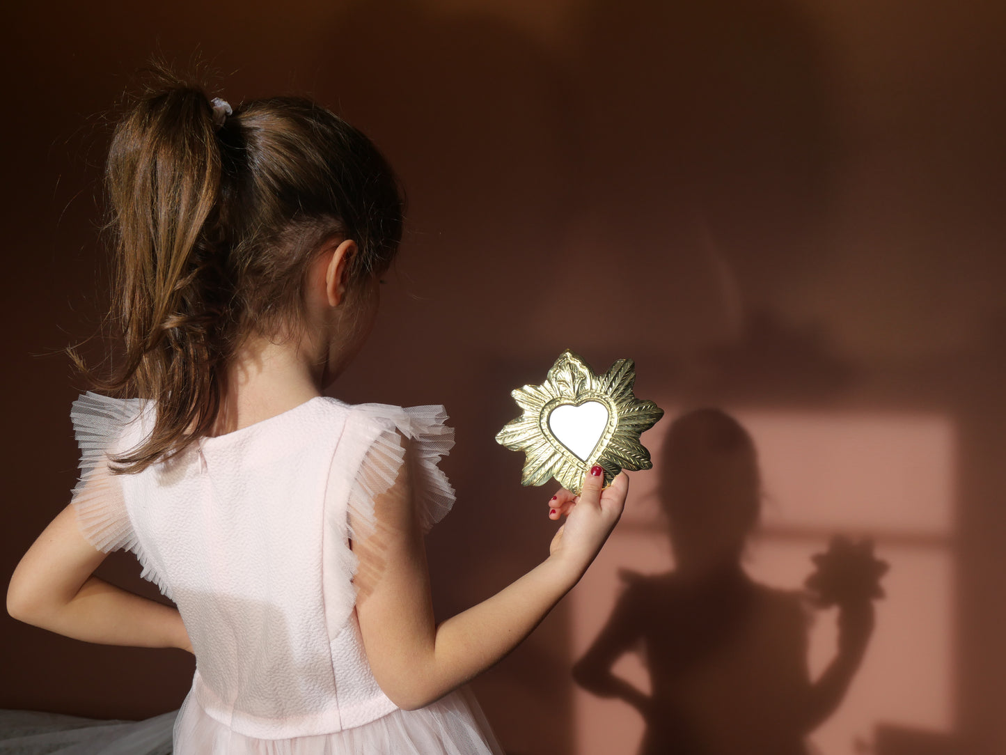 Miroir Cœur lumineux en laiton – Vendu unitairement ou en lot de 3 - Tailles S/M/L – fait main
