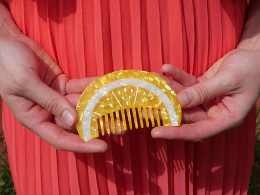 Peigne à cheveux - Citron jaune