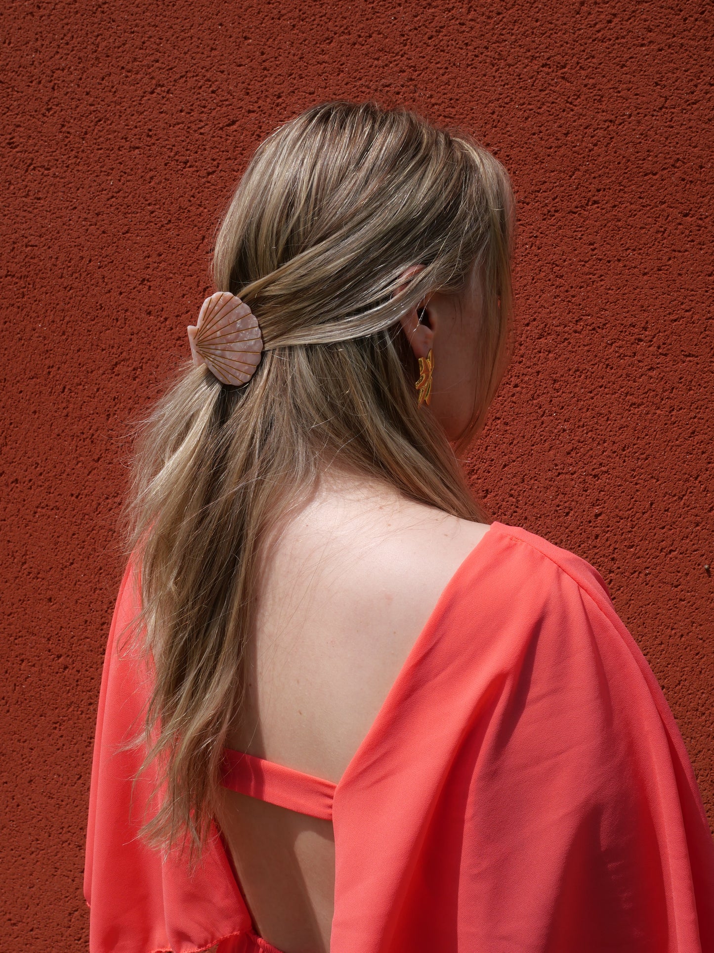 La coquille St Jacques rose - Pince à cheveux fantaisie — Format S