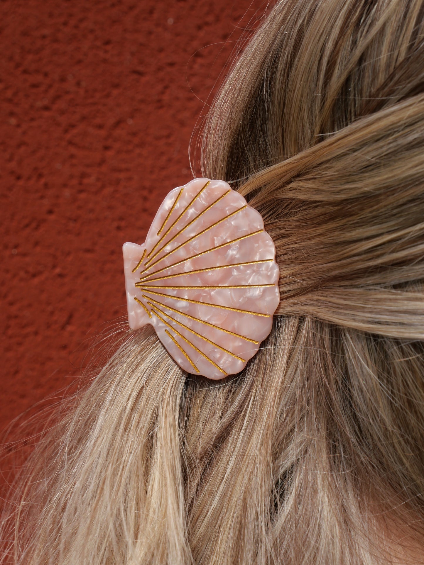 La coquille St Jacques rose - Pince à cheveux fantaisie — Format S