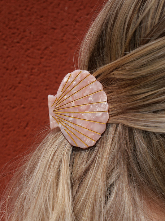 La coquille St Jacques rose - Pince à cheveux fantaisie — Format S