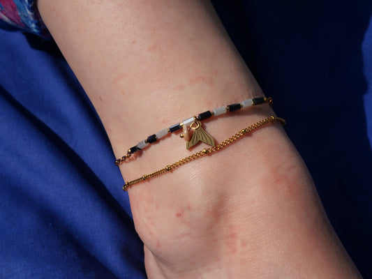 Bracelet de cheville Sirène — Double chaîne — Acier inoxydable