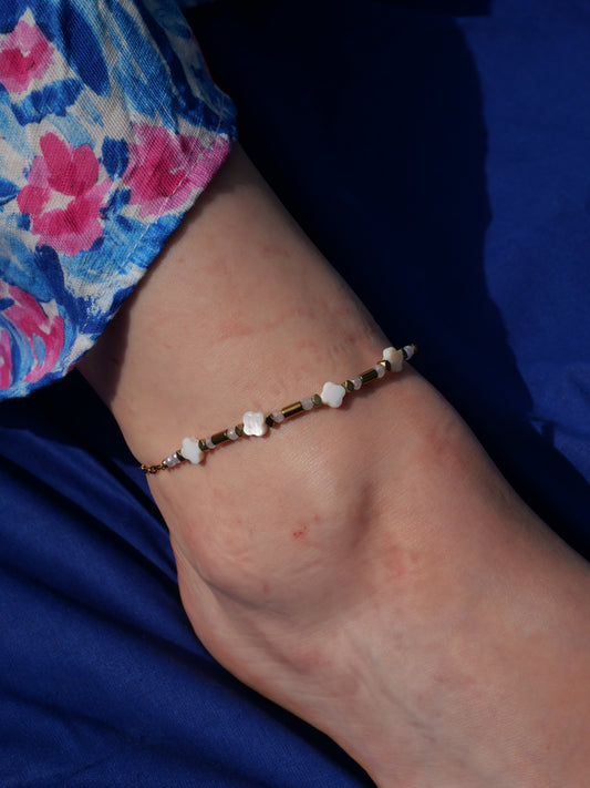 Bracelet de cheville Perles & nacre — Acier inoxydable