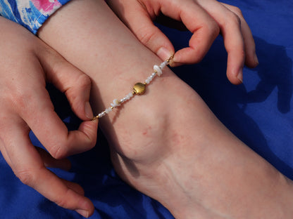 Bracelet de cheville Coquille Saint-Jacques dorée — Acier inoxydable