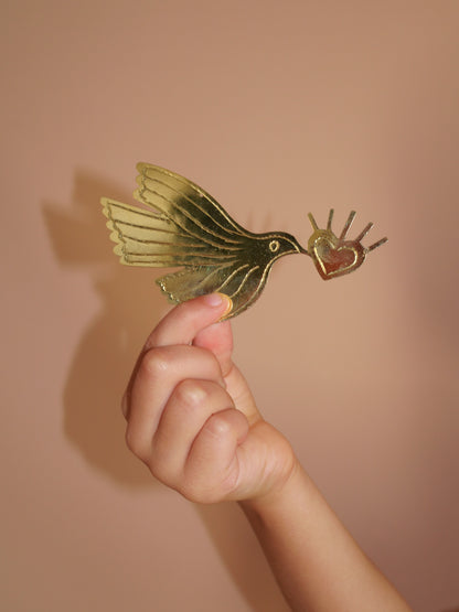 Colombe coeur en laiton