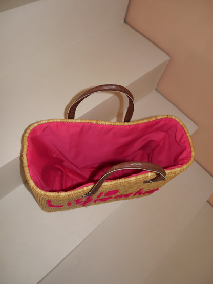 Sac en osier Little Frenchie | Cabas de plage artisanal rectangulaire