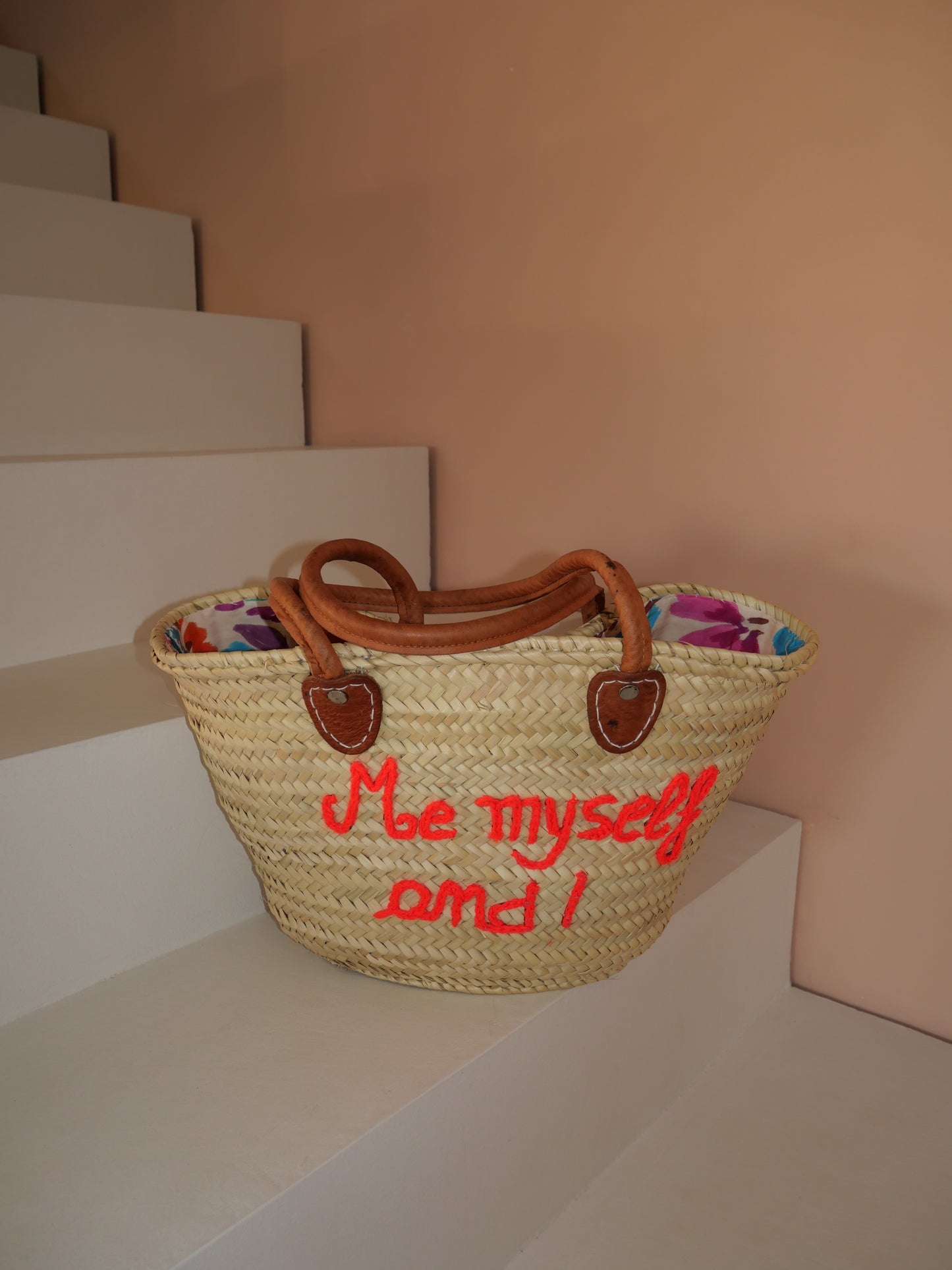 Sac en osier Me myself and I | Cabas de plage triangulaire