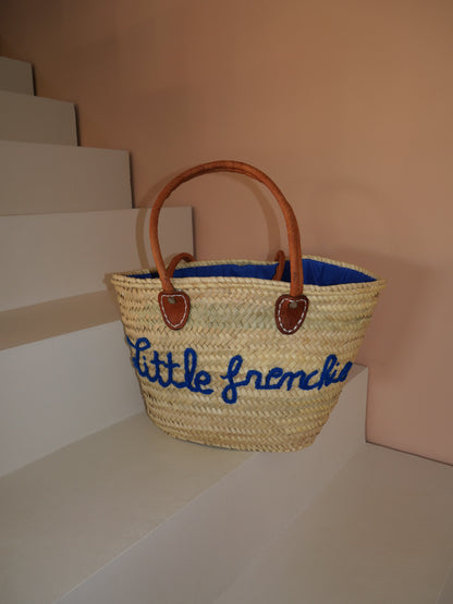 Sac en osier Little frenchie | Cabas de plage triangulaire