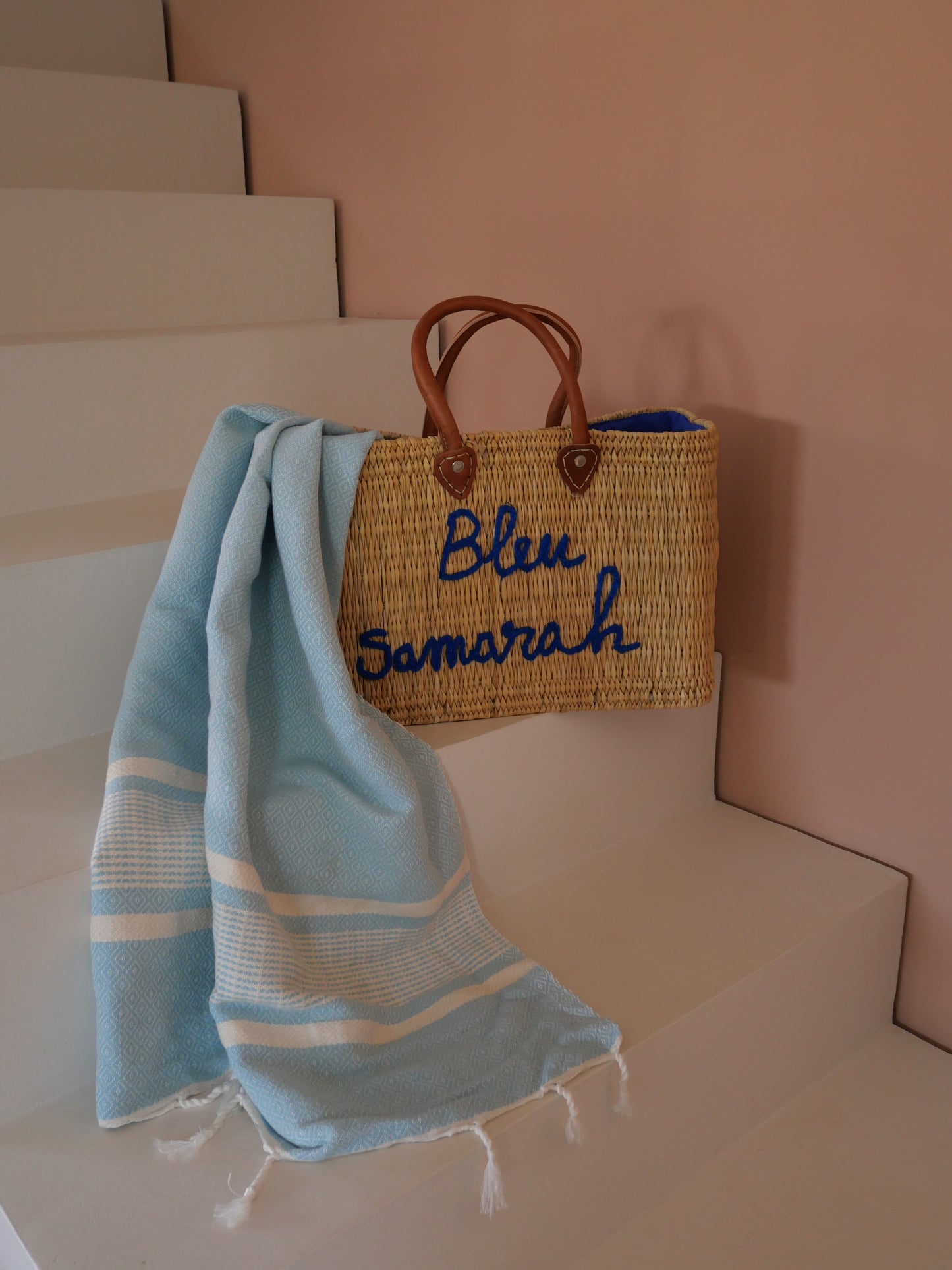 Fouta de plage bleu clair