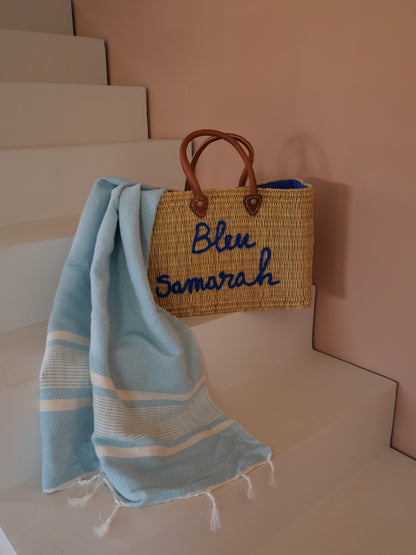 Fouta de plage bleu clair