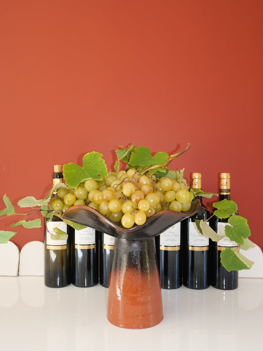 Modèle en stock - La Coupe est pleine – coupe de fruits "La paysanne" en terre cuite et émail cendré - version M