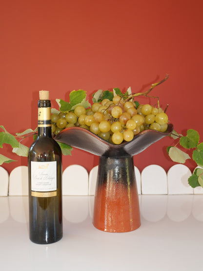 Modèle en stock - La Coupe est pleine – coupe de fruits "La paysanne" en terre cuite et émail cendré - version M