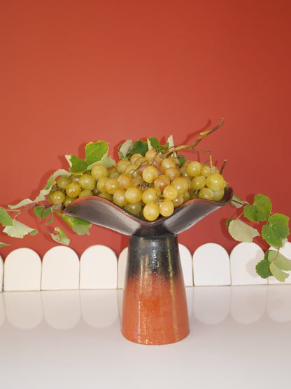 Modèle en stock - La Coupe est pleine – coupe de fruits "La paysanne" en terre cuite et émail cendré - version M