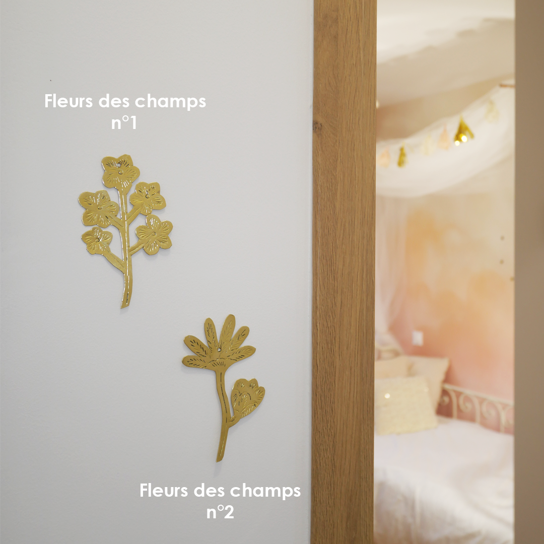 Fleurs murales stylisées en laiton – 2 choix  – faites main