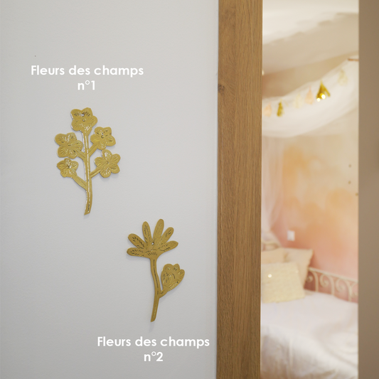 Fleurs murales stylisées en laiton – 2 choix  – faites main