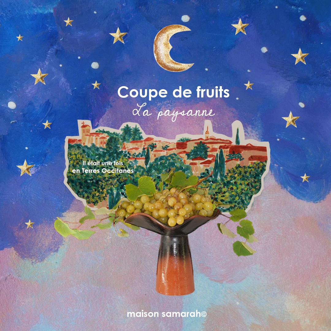 Modèle en stock - La Coupe est pleine – coupe de fruits "La paysanne" en terre cuite et émail cendré - version M
