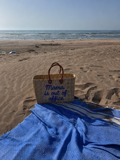 Sac en osier Mama is Out of Service | Cabas de plage artisanal rectangulaire